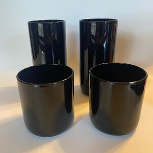 Vintage Libbey Highball Tumblers Rocks Glasses Cocktail Black Amethyst Set of 4